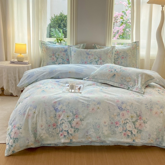 91家纺网 家纺一手货源 找家纺 凌鼎 2026新款全棉数码印花四件套 迷漾幻彩兰