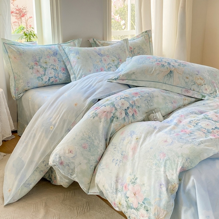 91家纺网 家纺一手货源 找家纺 凌鼎 2026新款全棉数码印花四件套 迷漾幻彩兰