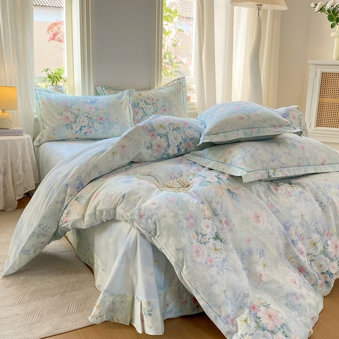 91家纺网 家纺一手货源 找家纺 凌鼎 2026新款全棉数码印花四件套 迷漾幻彩兰