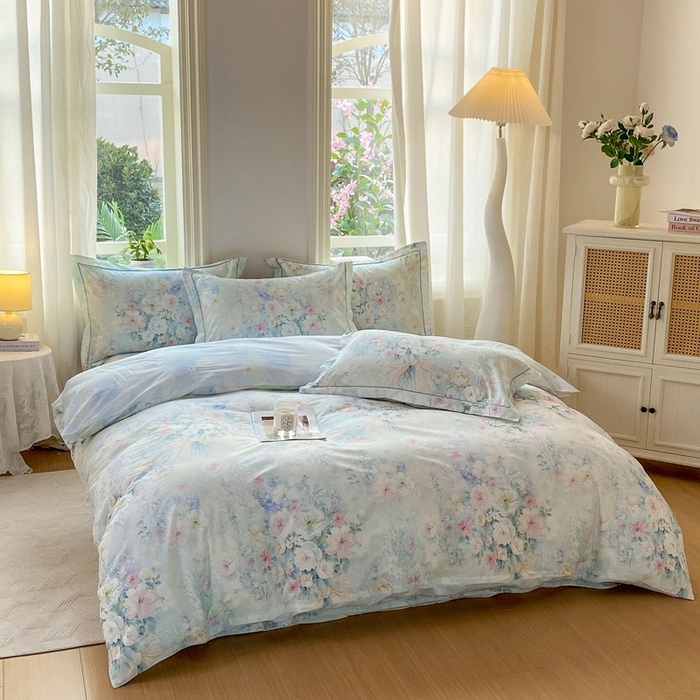 91家纺网 家纺一手货源 找家纺 凌鼎 2026新款全棉数码印花四件套 迷漾幻彩兰