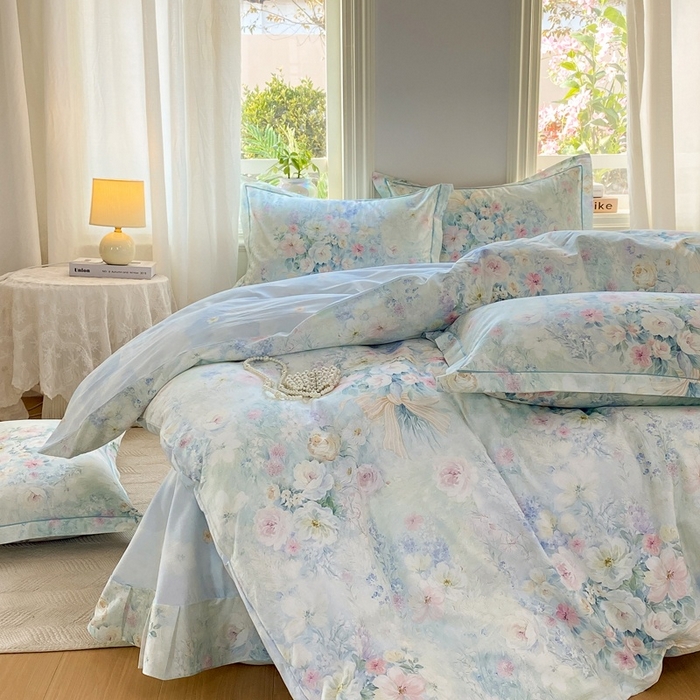 91家纺网 家纺一手货源 找家纺 凌鼎 2026新款全棉数码印花四件套 迷漾幻彩兰