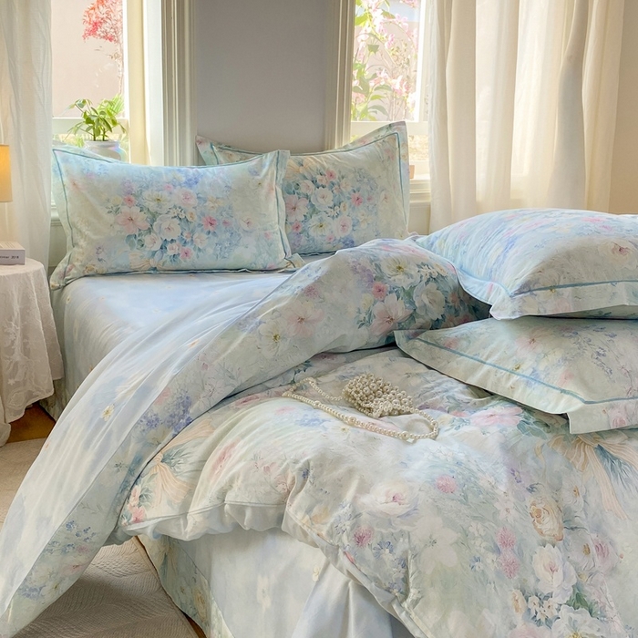 91家纺网 家纺一手货源 找家纺 凌鼎 2026新款全棉数码印花四件套 迷漾幻彩兰