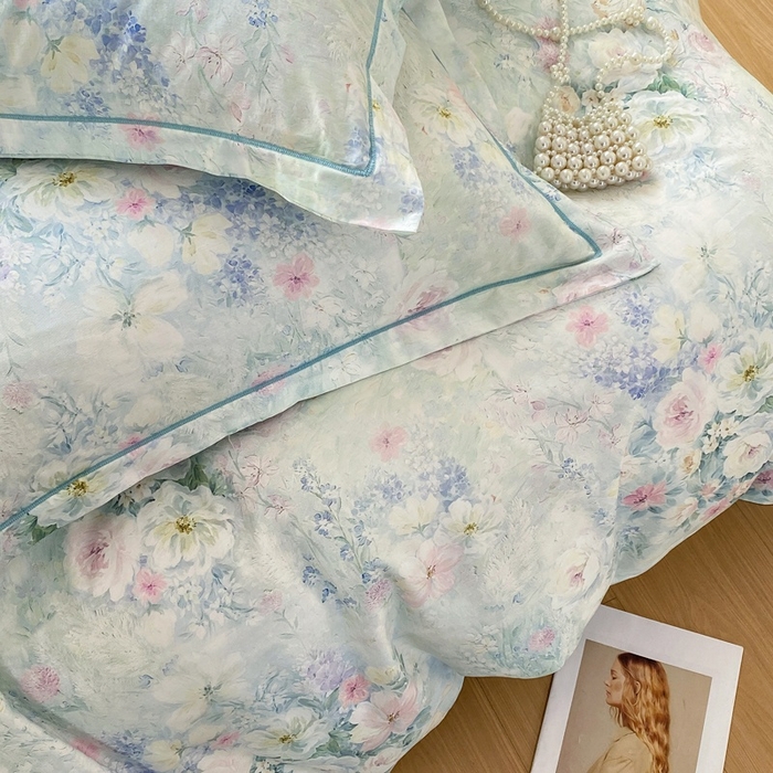 91家纺网 家纺一手货源 找家纺 凌鼎 2026新款全棉数码印花四件套 迷漾幻彩兰