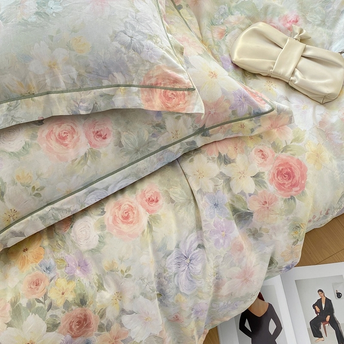 91家纺网 家纺一手货源 找家纺 凌鼎 2026新款全棉数码印花四件套 浓情绽放