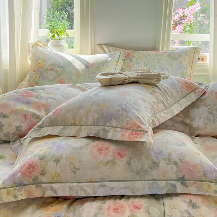 91家纺网 家纺一手货源 找家纺 凌鼎 2026新款全棉数码印花四件套 浓情绽放