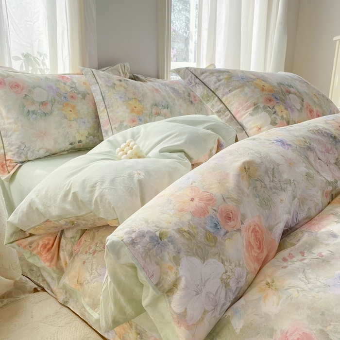 91家纺网 家纺一手货源 找家纺 凌鼎 2026新款全棉数码印花四件套 浓情绽放