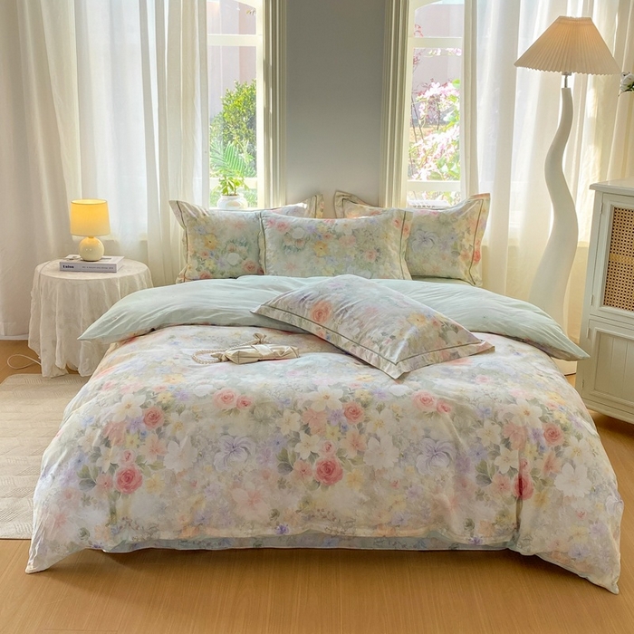 91家纺网 家纺一手货源 找家纺 凌鼎 2026新款全棉数码印花四件套 浓情绽放