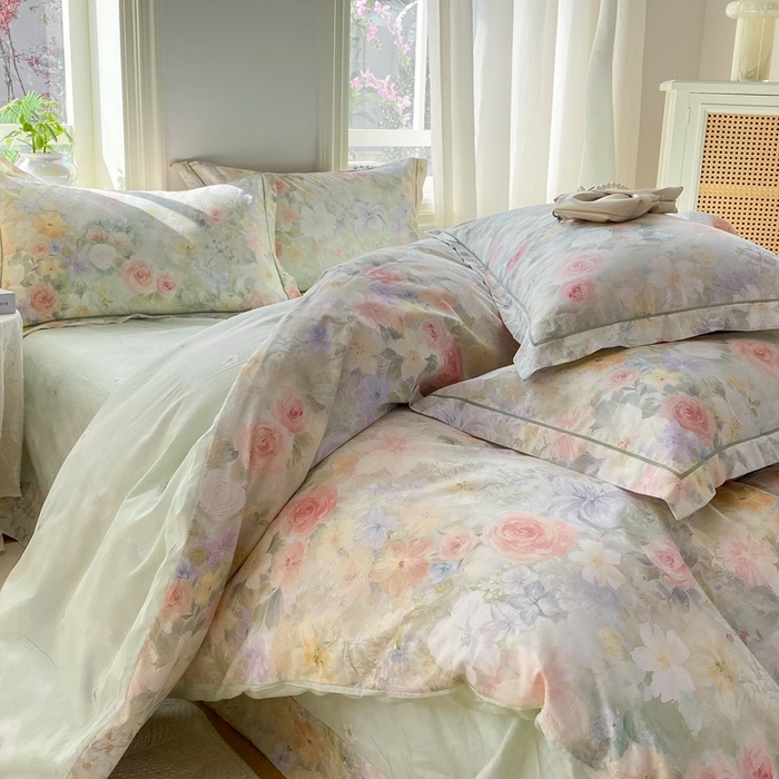 91家纺网 家纺一手货源 找家纺 凌鼎 2026新款全棉数码印花四件套 浓情绽放