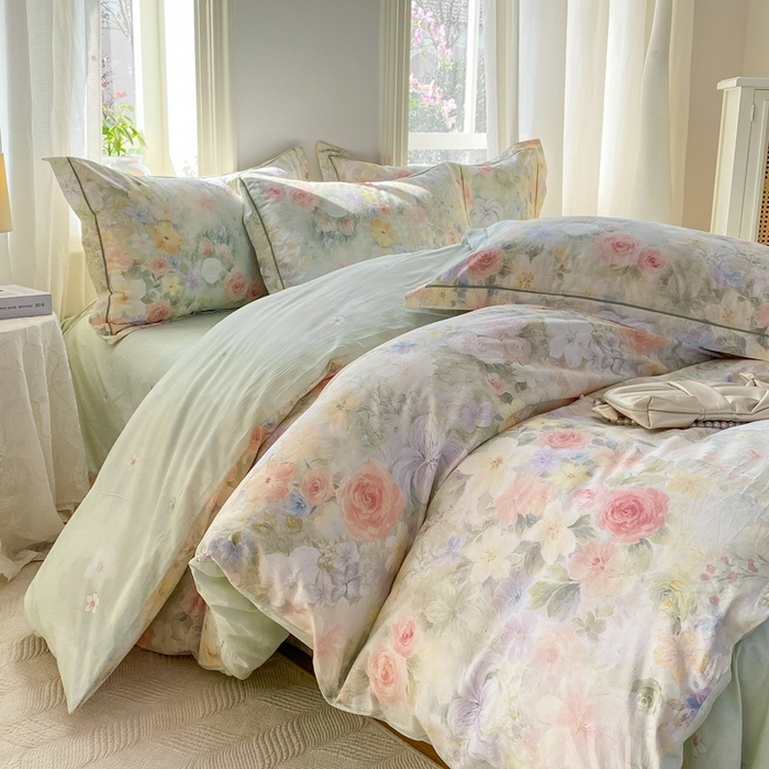 91家纺网 家纺一手货源 找家纺 凌鼎 2026新款全棉数码印花四件套 浓情绽放