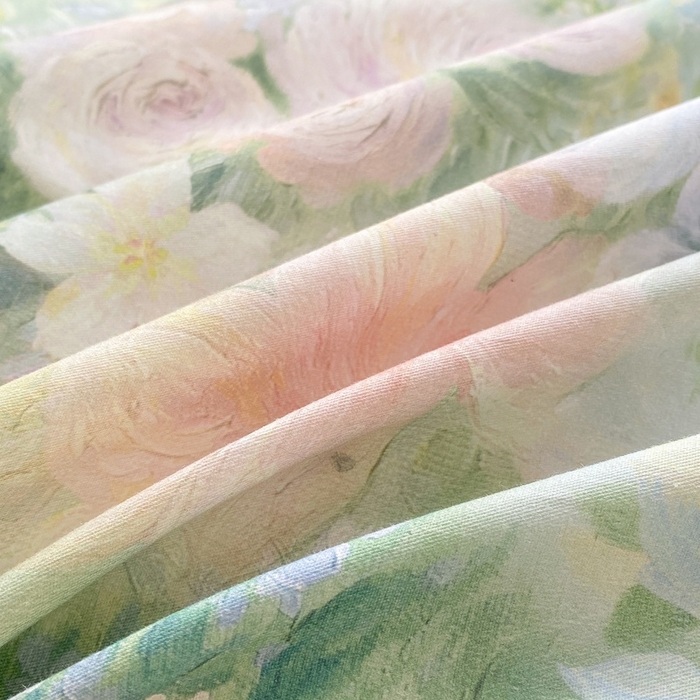 91家纺网 家纺一手货源 找家纺 凌鼎 2026新款全棉数码印花四件套 浓情绽放绿