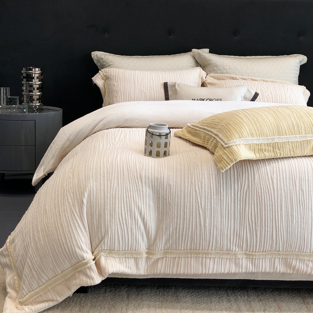 91家纺网 家纺一手货源 找家纺 （总）佳汐蓝家纺 2026新款奢雅云柔立体浮雕流苏款四件套绒绒仙踪（标价为控价）