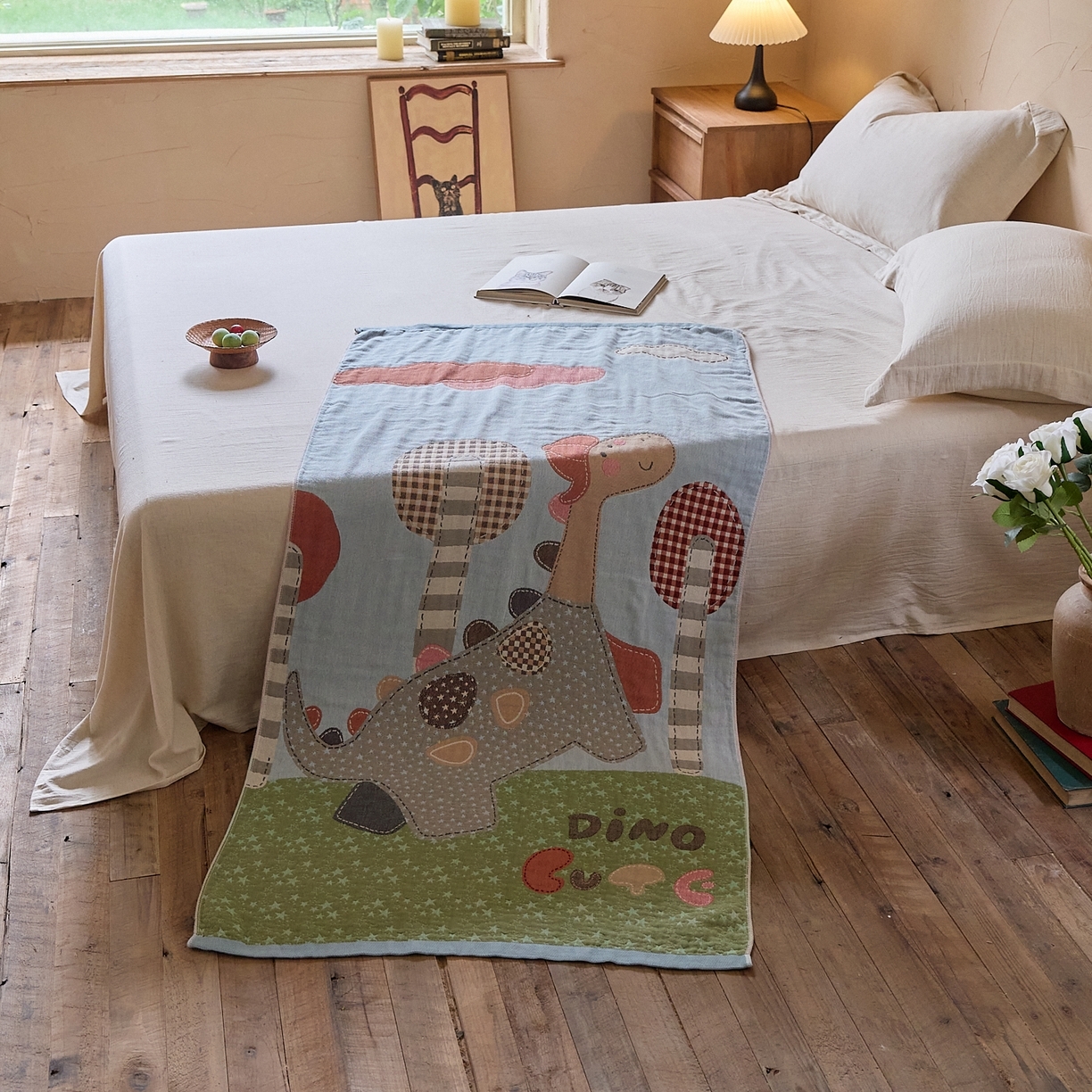 91家纺网 家纺一手货源 找家纺 （总）沐瑟家纺 2025新款卡通A类全棉四层纱布浴巾加大毛巾-第五组