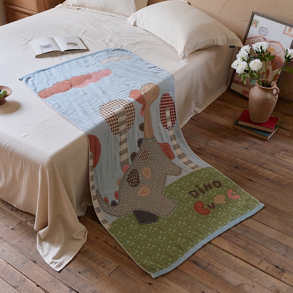 91家纺网 家纺一手货源 找家纺 （总）沐瑟家纺 2025新款卡通A类全棉四层纱布浴巾加大毛巾-第五组