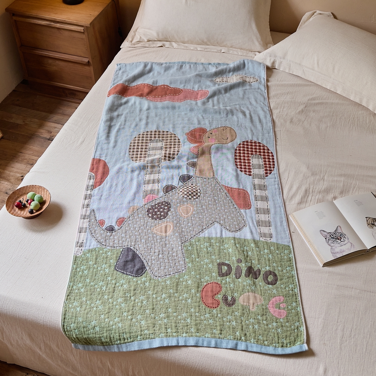 91家纺网 家纺一手货源 找家纺 （总）沐瑟家纺 2025新款卡通A类全棉四层纱布浴巾加大毛巾-第五组