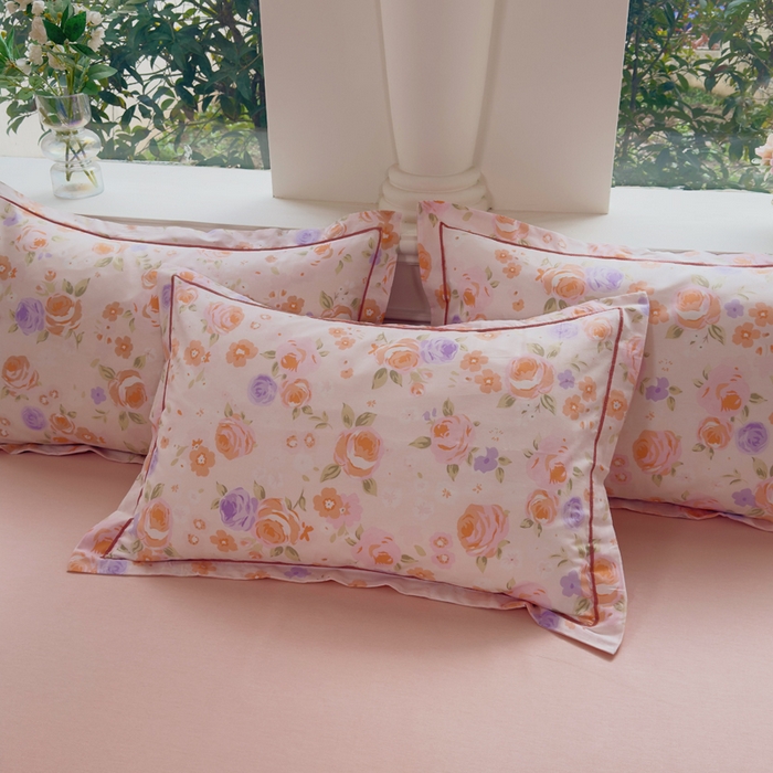 91家纺网 家纺一手货源 找家纺 铭博家纺 2025新款直播热款全棉吊边一字绣工艺款13070印花全棉单床单 浮云花浔