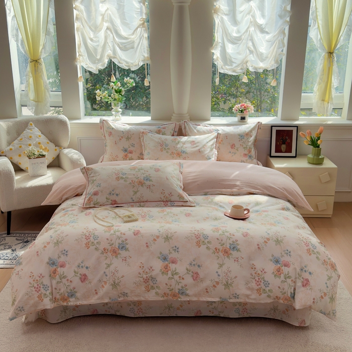 91家纺网 家纺一手货源 找家纺 铭博家纺 2025新款直播热款全棉吊边一字绣工艺款13070印花全棉单床单 旷野风眠