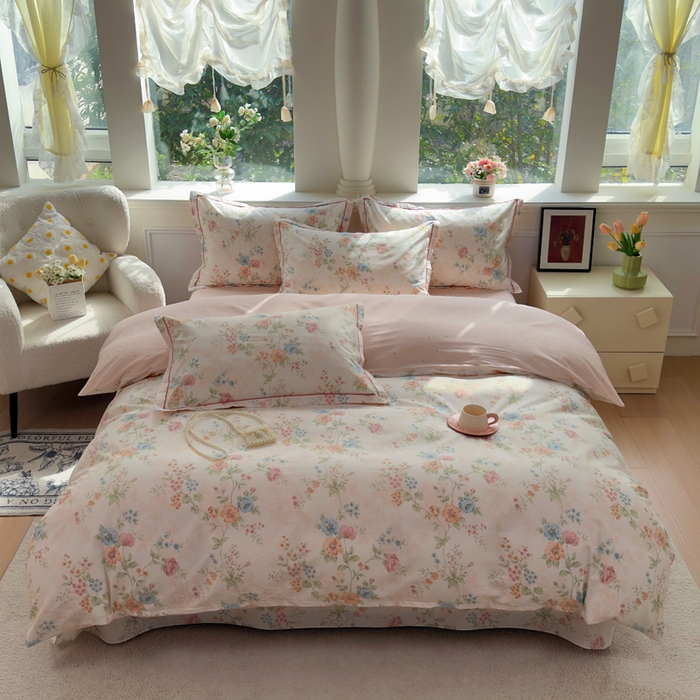 91家纺网 家纺一手货源 找家纺 铭博家纺 2025新款直播热款全棉吊边一字绣工艺款13070印花全棉单床单 旷野风眠