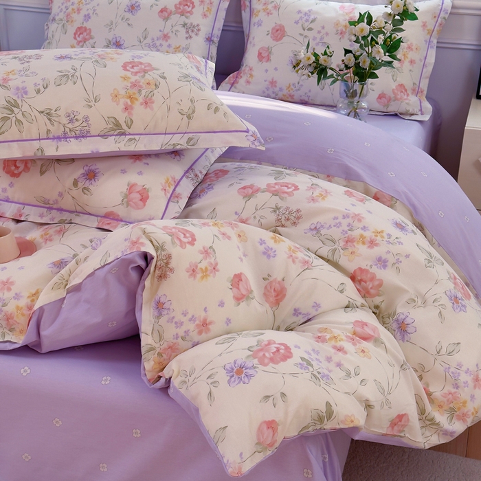 91家纺网 家纺一手货源 找家纺 铭博家纺 2025新款直播热款全棉吊边一字绣工艺款13070印花全棉单床单 时夏