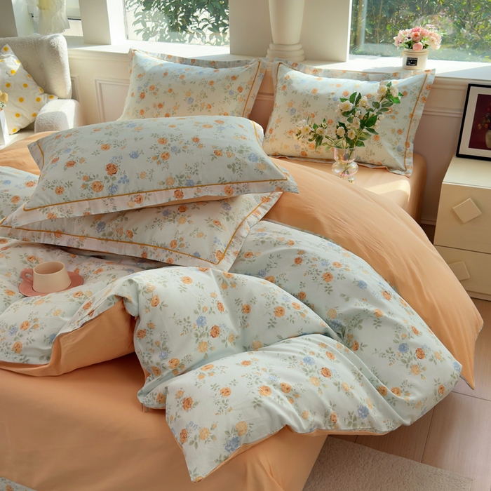 91家纺网 家纺一手货源 找家纺 铭博家纺 2025新款直播热款全棉吊边一字绣工艺款13070印花全棉单床单 烟雨江南-兰