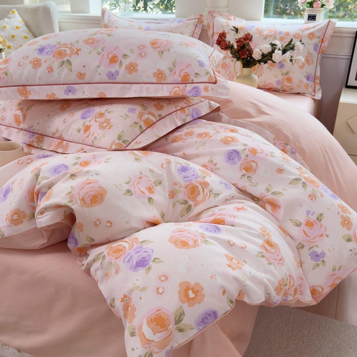 91家纺网 家纺一手货源 找家纺 （总）铭博家纺 2026新款13070新款100%全棉纯棉印花工艺款吊边四件套