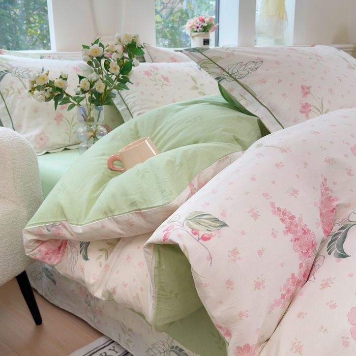 91家纺网 家纺一手货源 找家纺 （总）铭博家纺 2026新款13070新款100%全棉纯棉印花工艺款吊边四件套