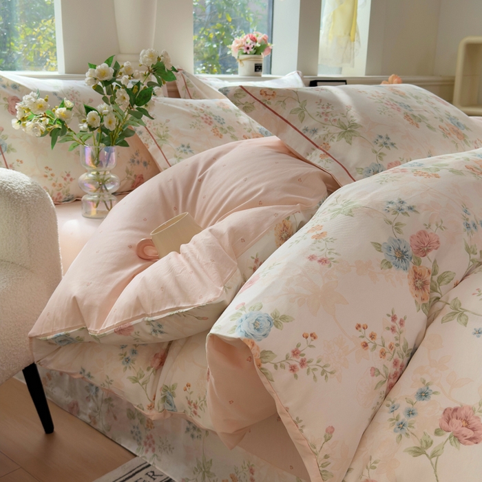 铭博家纺 2026新款13070新款100%全棉纯棉印花工艺款吊边四件套 旷野风眠