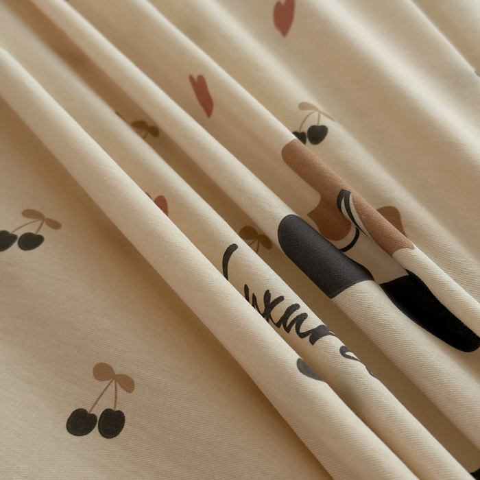 91家纺网 家纺一手货源 找家纺 铭博家纺 2026新款13070新款100%全棉纯棉印花工艺款吊边四件套 小丸子-咖