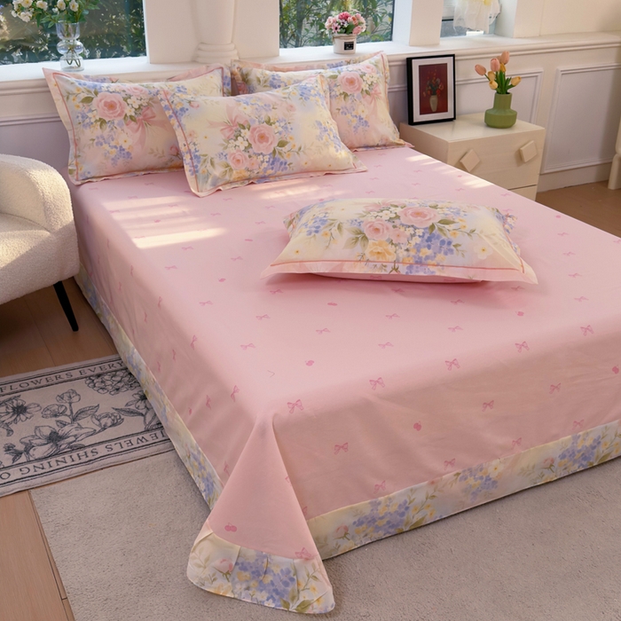 91家纺网 家纺一手货源 找家纺 铭博家纺 2026新款13070新款100%全棉纯棉印花工艺款吊边四件套 水墨嫣然