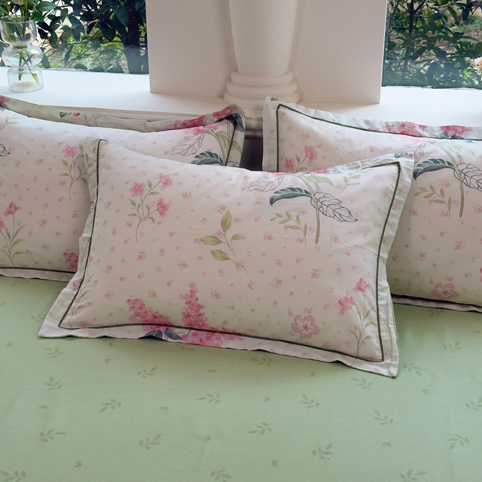 91家纺网 家纺一手货源 找家纺 铭博家纺 2026新款13070新款100%全棉纯棉印花工艺款吊边四件套 浪漫花香