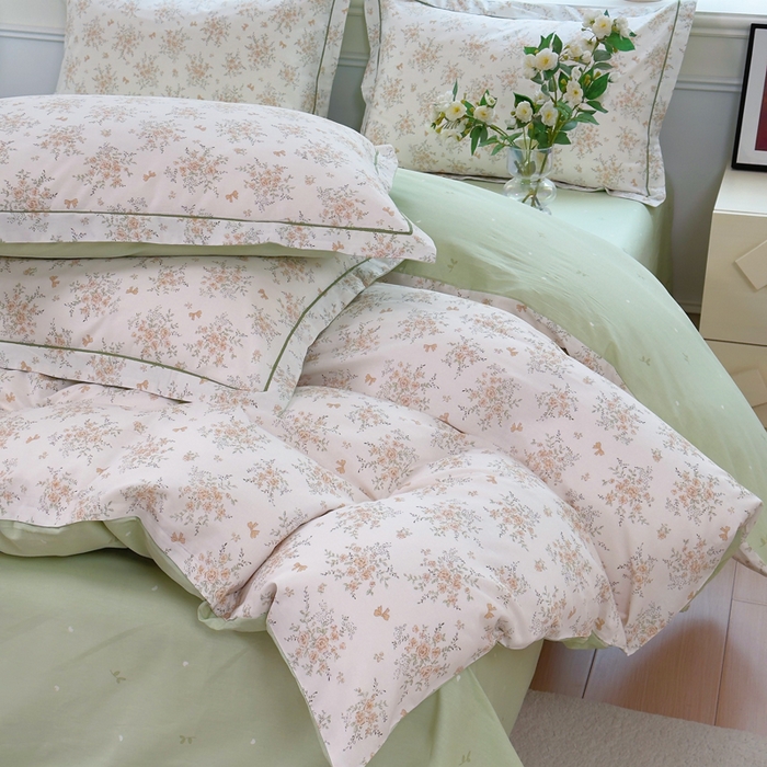 91家纺网 家纺一手货源 找家纺 铭博家纺 2026新款13070新款100%全棉纯棉印花工艺款吊边四件套 雅花意