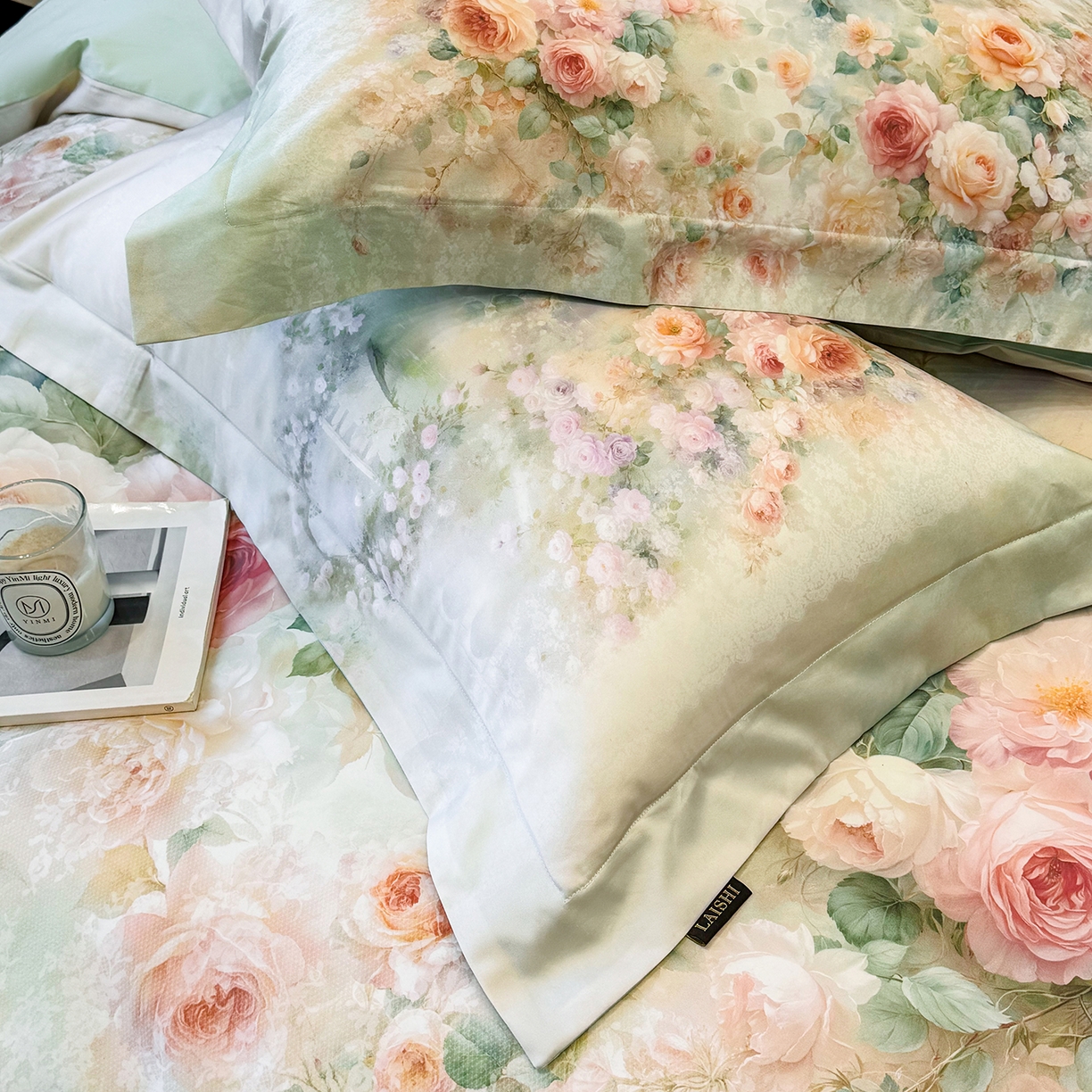 91家纺网 家纺一手货源 找家纺 （总）莱势 2026新款100支全棉纯棉50x50s贡缎长绒棉数码印花四件套高端礼盒-芙光