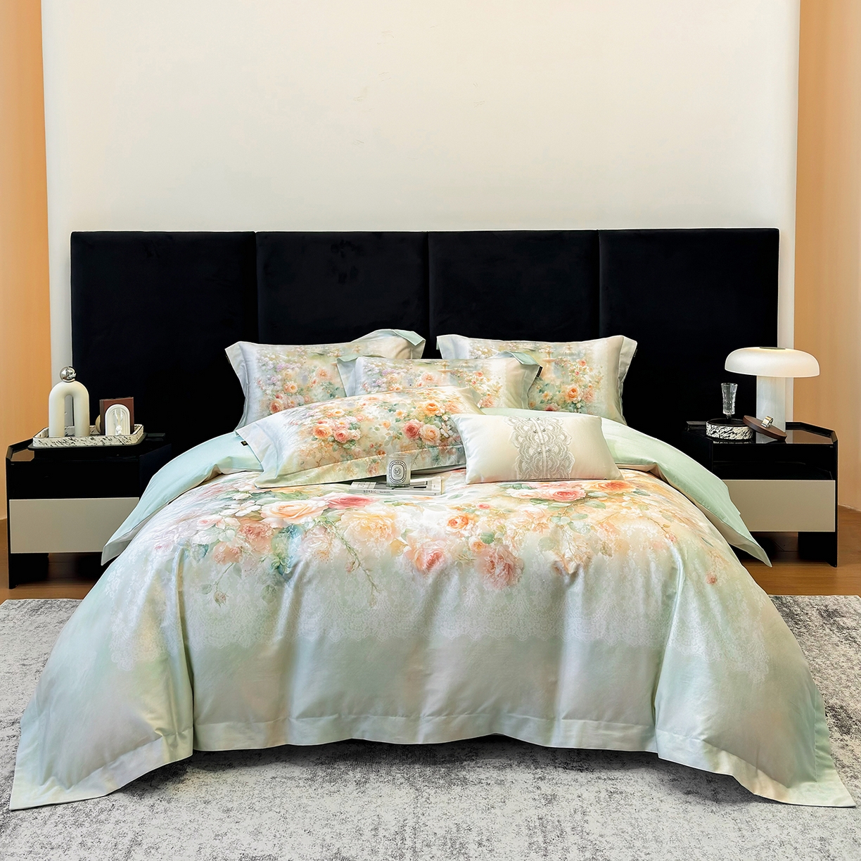 91家纺网 家纺一手货源 找家纺 莱势 2026新款100支全棉纯棉50x50s贡缎长绒棉数码印花四件套高端礼盒-芙光 芙光-绿野仙踪