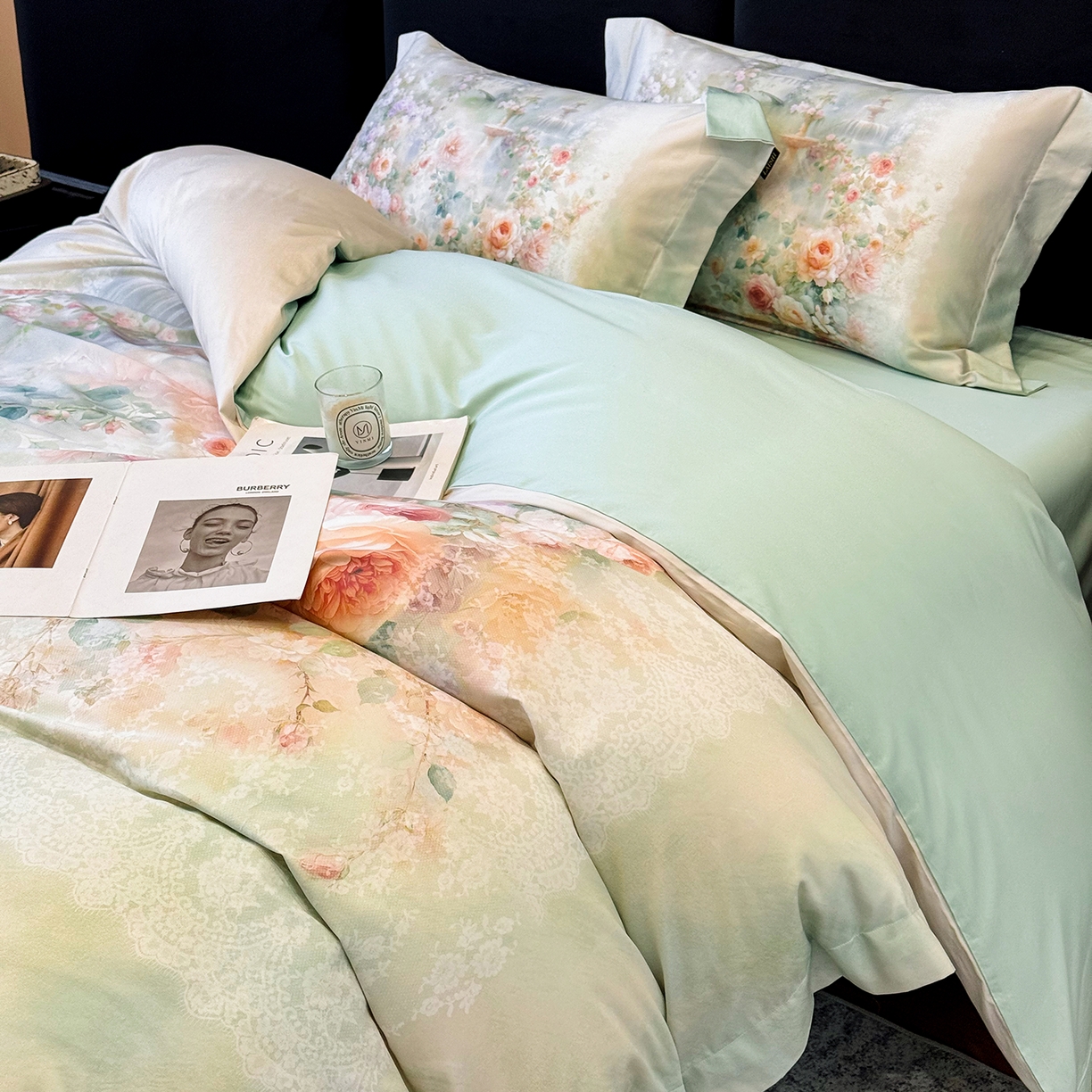 91家纺网 家纺一手货源 找家纺 莱势 2026新款100支全棉纯棉50x50s贡缎长绒棉数码印花四件套高端礼盒-芙光 芙光-绿野仙踪