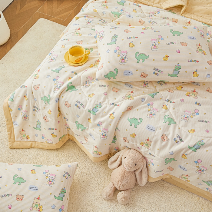 91家纺网 家纺一手货源 找家纺 尊妙被业 2026新款小清新花卉里外全棉纯棉棉花被夏被夏凉被空调被 动物气球园