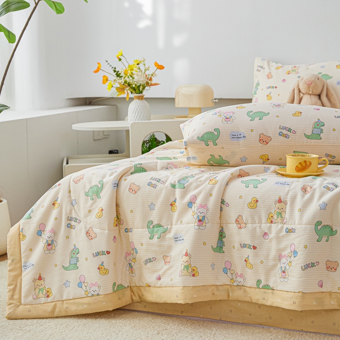 91家纺网 家纺一手货源 找家纺 尊妙被业 2026新款小清新花卉里外全棉纯棉棉花被夏被夏凉被空调被 动物气球园