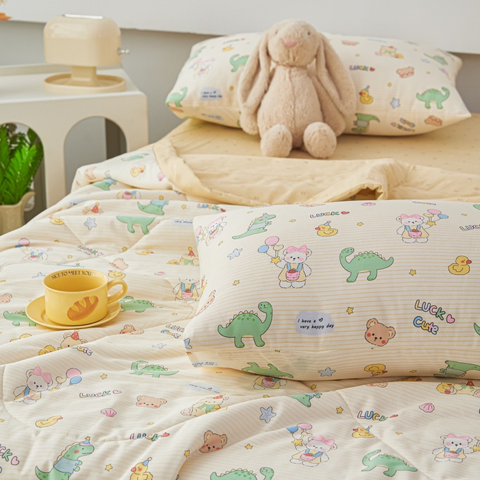 91家纺网 家纺一手货源 找家纺 尊妙被业 2026新款小清新花卉里外全棉纯棉棉花被夏被夏凉被空调被 动物气球园