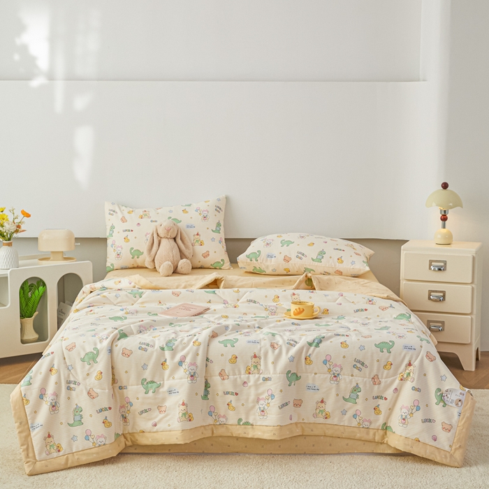 91家纺网 家纺一手货源 找家纺 尊妙被业 2026新款小清新花卉里外全棉纯棉棉花被夏被夏凉被空调被 动物气球园