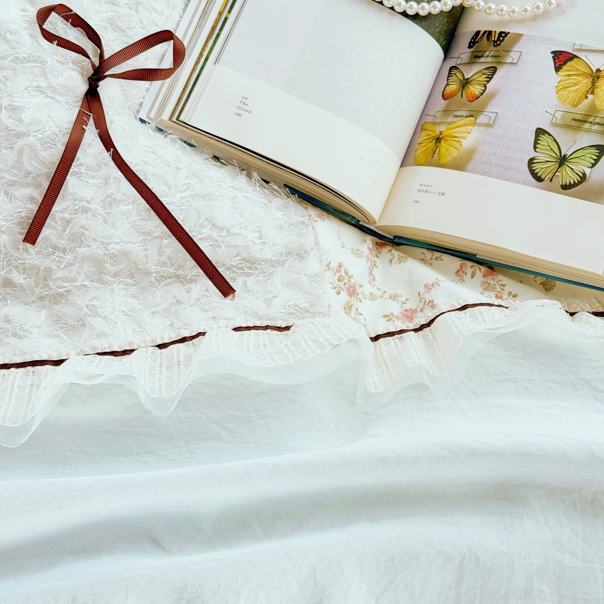 91家纺网 家纺一手货源 找家纺 庭笙 2026新款可爱少女心玫瑰花碎花拼接棉感四件套-花漫里 花漫里-蓝