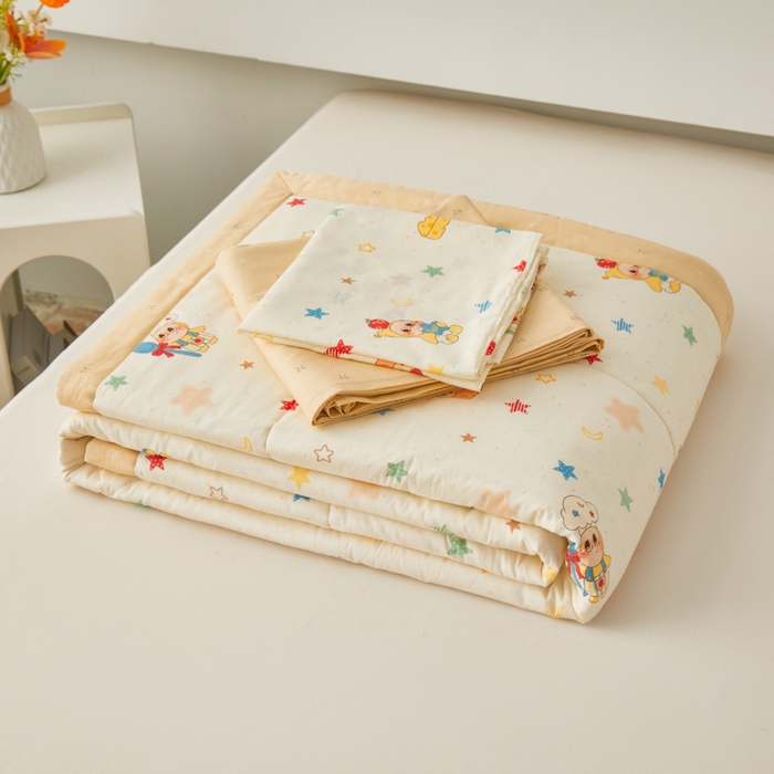 91家纺网 家纺一手货源 找家纺 尊妙被业 2026新款小清新花卉里外全棉纯棉棉花被夏被夏凉被空调被 快乐小星星