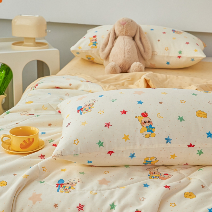 91家纺网 家纺一手货源 找家纺 尊妙被业 2026新款小清新花卉里外全棉纯棉棉花被夏被夏凉被空调被 快乐小星星