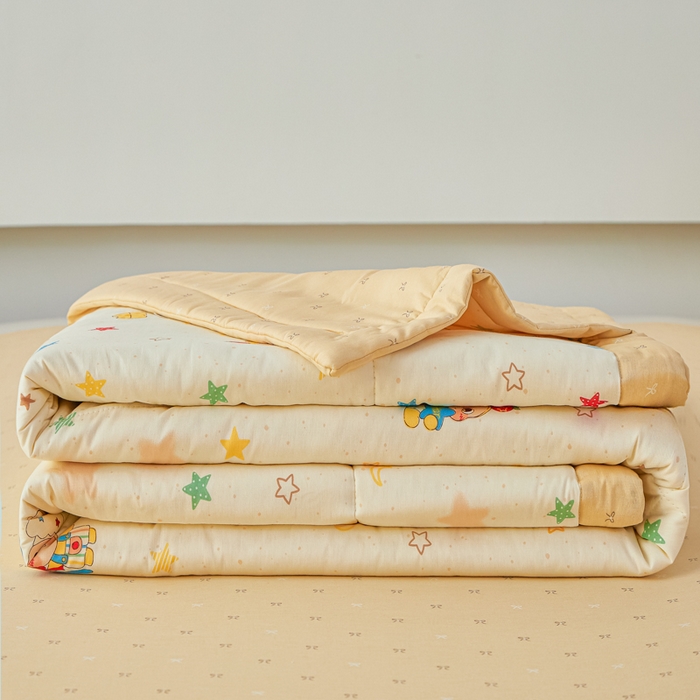 91家纺网 家纺一手货源 找家纺 尊妙被业 2026新款小清新花卉里外全棉纯棉棉花被夏被夏凉被空调被 快乐小星星