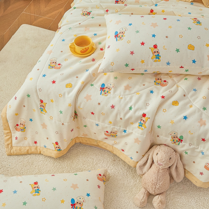 91家纺网 家纺一手货源 找家纺 尊妙被业 2026新款小清新花卉里外全棉纯棉棉花被夏被夏凉被空调被 快乐小星星