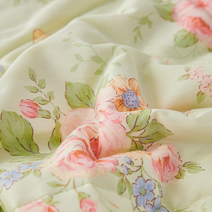 91家纺网 家纺一手货源 找家纺 尊妙被业 2026新款小清新花卉里外全棉纯棉棉花被夏被夏凉被空调被 恋夏花开-绿