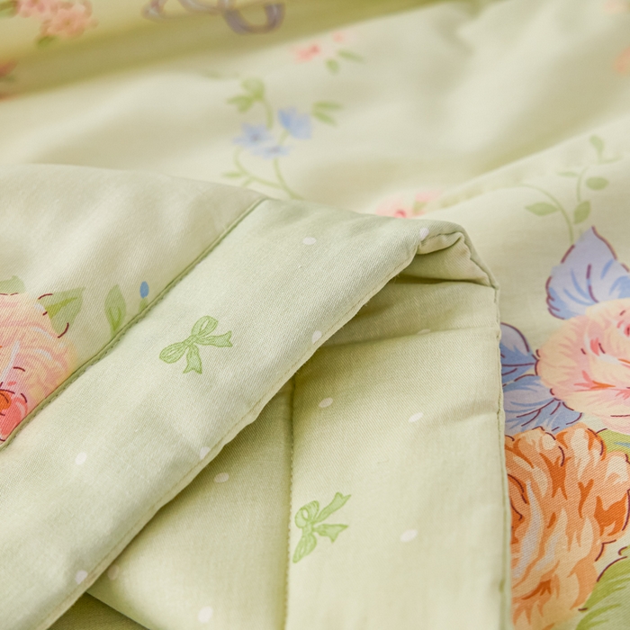 91家纺网 家纺一手货源 找家纺 尊妙被业 2026新款小清新花卉里外全棉纯棉棉花被夏被夏凉被空调被 恋夏花开-绿