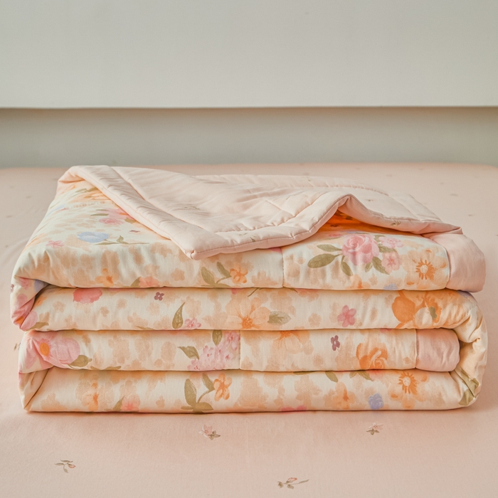 91家纺网 家纺一手货源 找家纺 尊妙被业 2026新款小清新花卉里外全棉纯棉棉花被夏被夏凉被空调被 浅樱故事