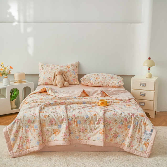 91家纺网 家纺一手货源 找家纺 尊妙被业 2026新款小清新花卉里外全棉纯棉棉花被夏被夏凉被空调被 浅樱故事