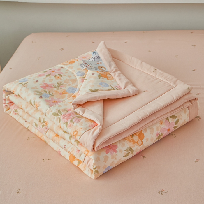 91家纺网 家纺一手货源 找家纺 尊妙被业 2026新款小清新花卉里外全棉纯棉棉花被夏被夏凉被空调被 浅樱故事