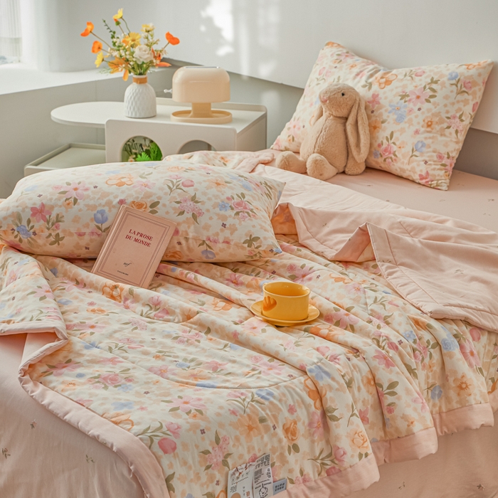 91家纺网 家纺一手货源 找家纺 尊妙被业 2026新款小清新花卉里外全棉纯棉棉花被夏被夏凉被空调被 浅樱故事