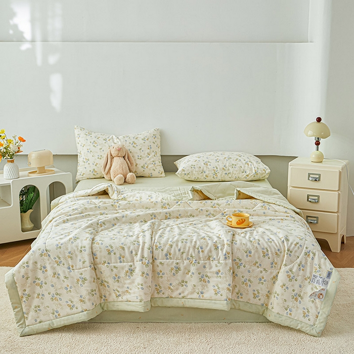 91家纺网 家纺一手货源 找家纺 尊妙被业 2026新款小清新花卉里外全棉纯棉棉花被夏被夏凉被空调被 青岚语