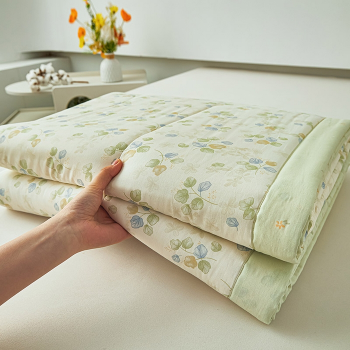 91家纺网 家纺一手货源 找家纺 尊妙被业 2026新款小清新花卉里外全棉纯棉棉花被夏被夏凉被空调被 青岚语